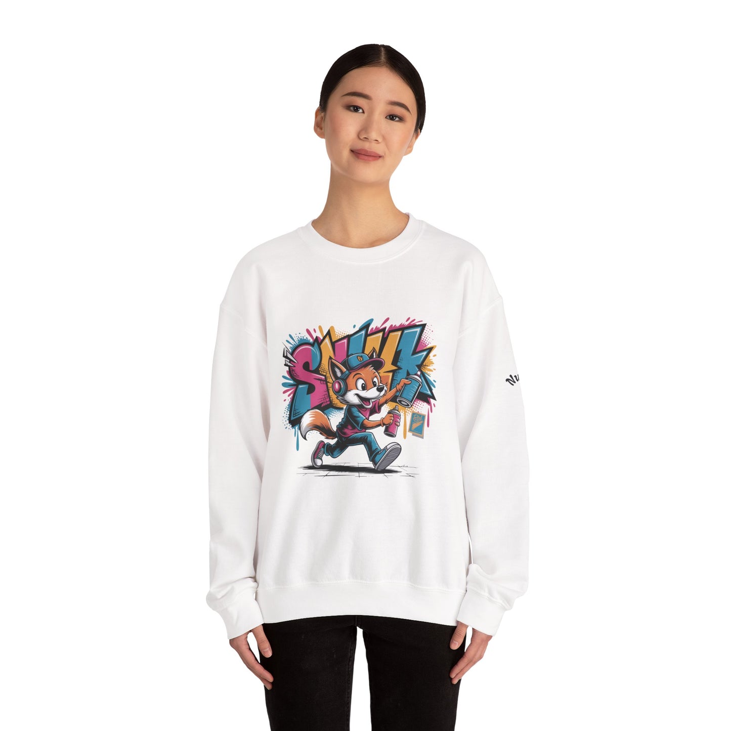 Fox Skate Crewneck Sweatshirt - Retro Graffiti Skateboard Graphic