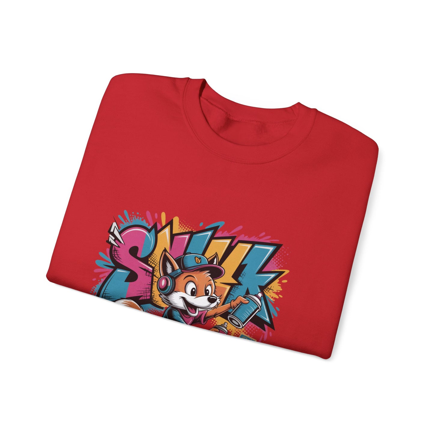 Fox Skate Crewneck Sweatshirt - Retro Graffiti Skateboard Graphic