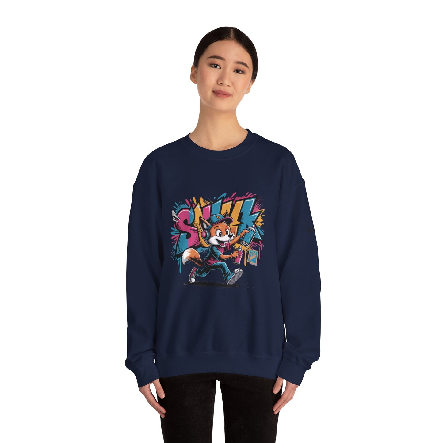 Fox Skate Crewneck Sweatshirt - Retro Graffiti Skateboard Graphic