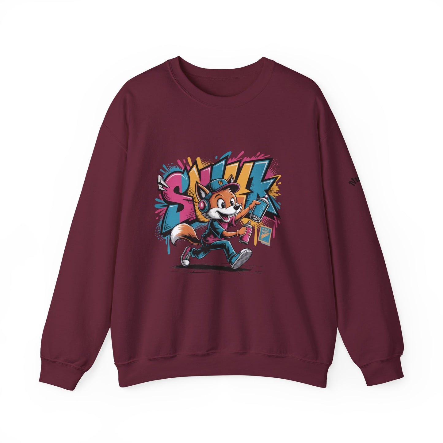 Fox Skate Crewneck Sweatshirt - Retro Graffiti Skateboard Graphic