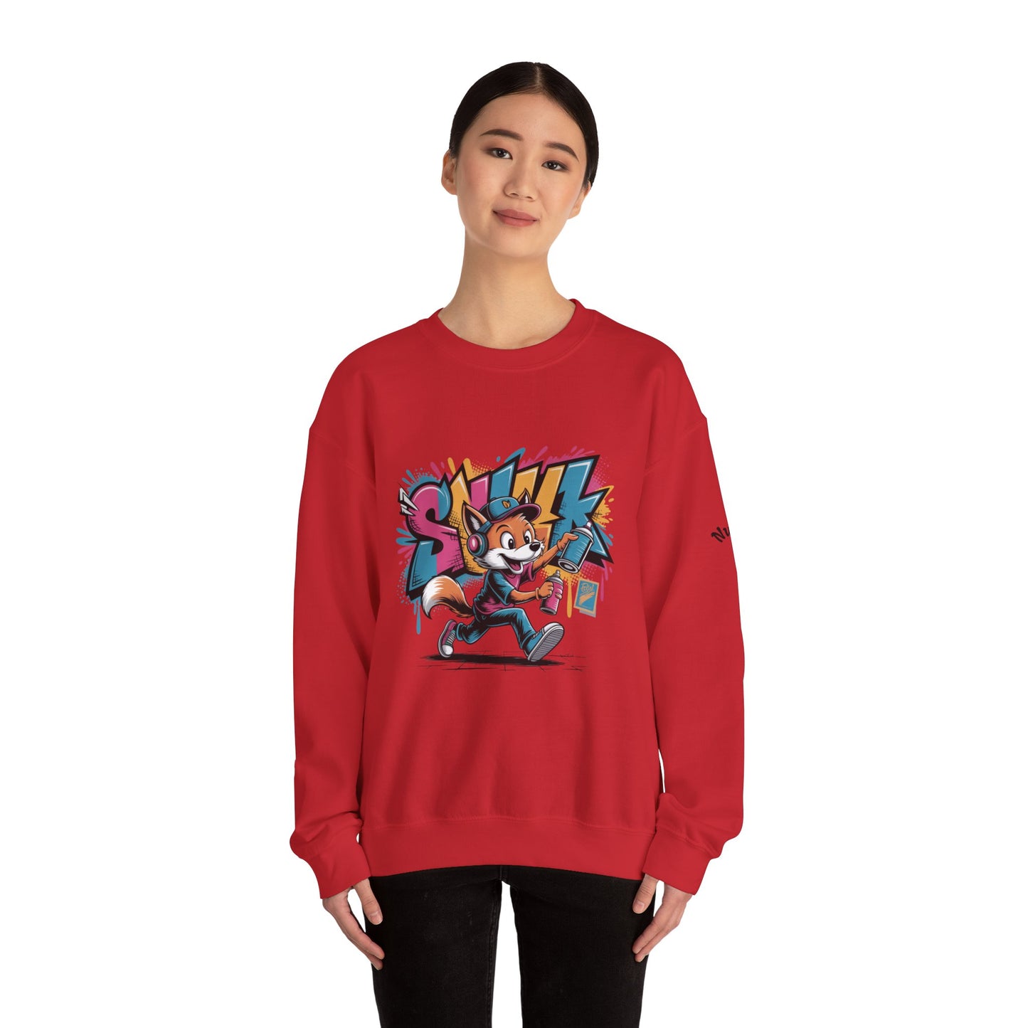 Fox Skate Crewneck Sweatshirt - Retro Graffiti Skateboard Graphic