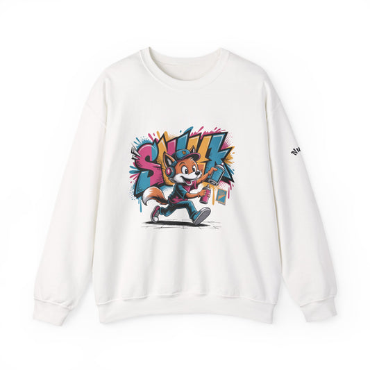 Fox Skate Crewneck Sweatshirt - Retro Graffiti Skateboard Graphic