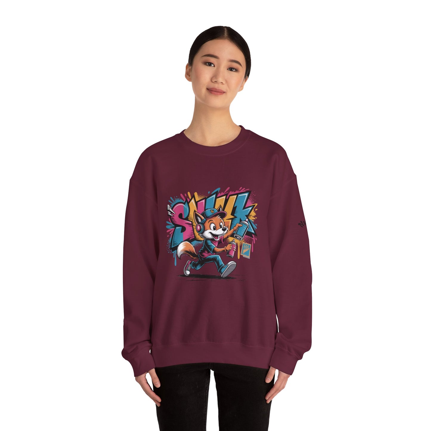 Fox Skate Crewneck Sweatshirt - Retro Graffiti Skateboard Graphic