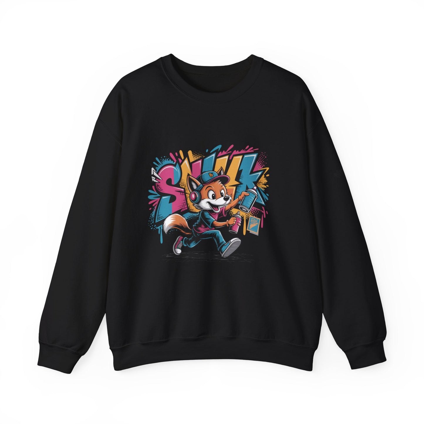 Fox Skate Crewneck Sweatshirt - Retro Graffiti Skateboard Graphic