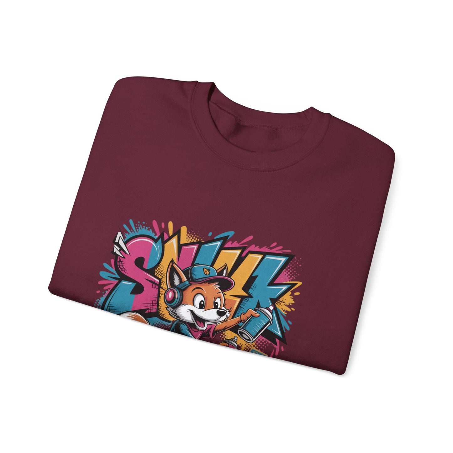 Fox Skate Crewneck Sweatshirt - Retro Graffiti Skateboard Graphic