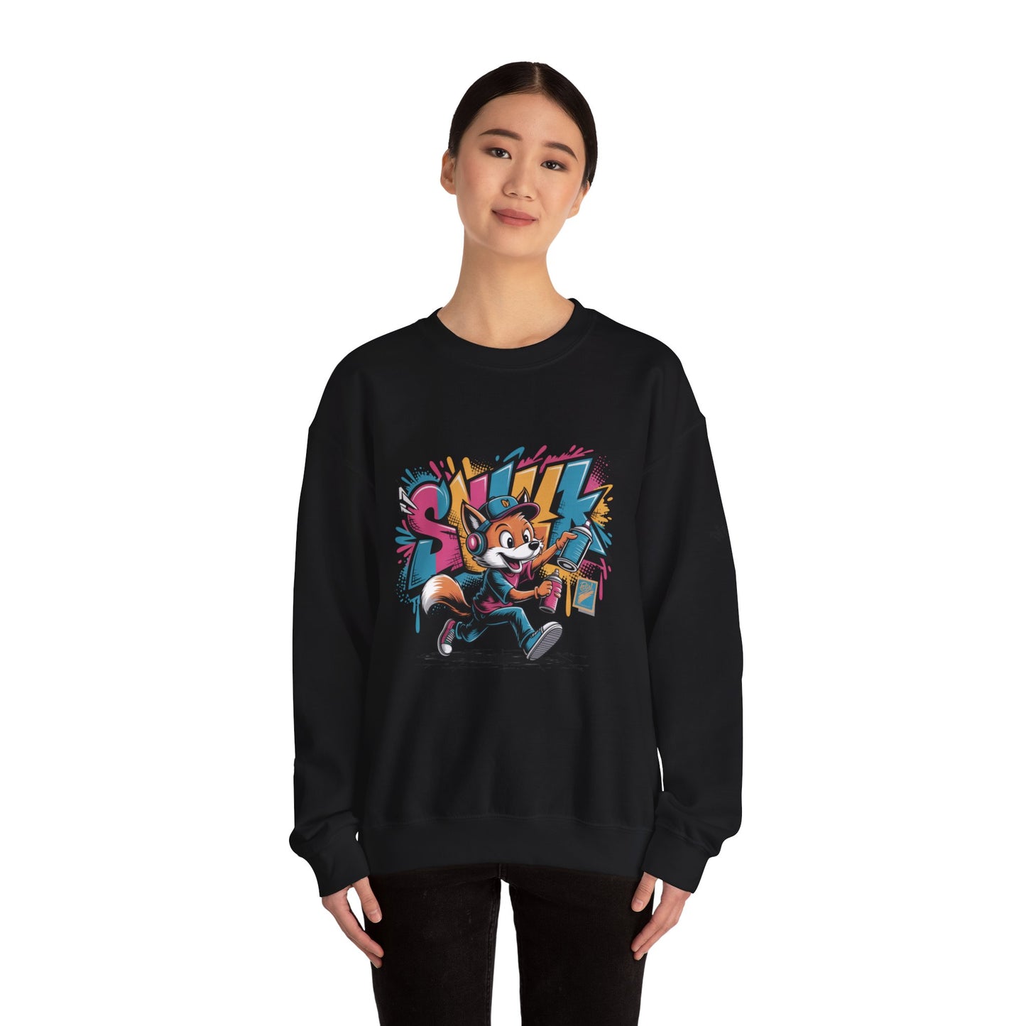 Fox Skate Crewneck Sweatshirt - Retro Graffiti Skateboard Graphic