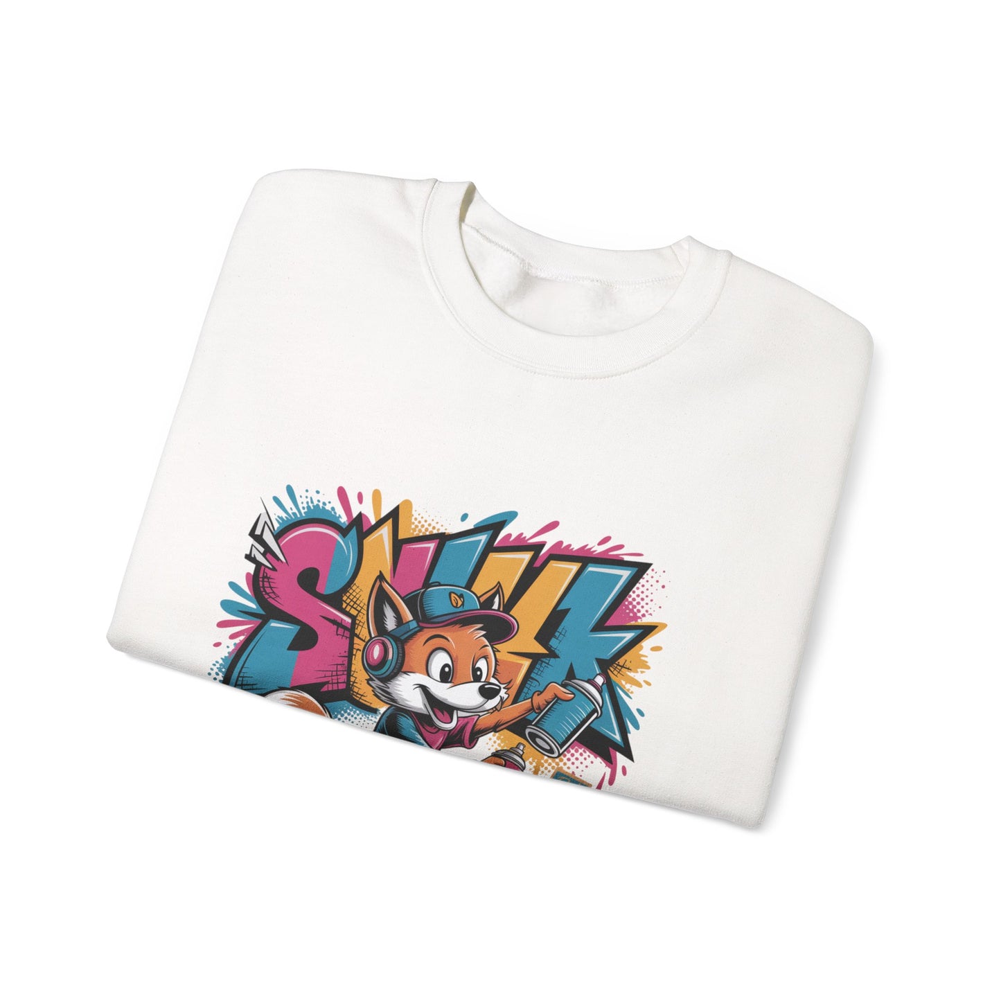 Fox Skate Crewneck Sweatshirt - Retro Graffiti Skateboard Graphic